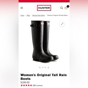 Women’s Hunter original tall rain boot (black), size 8